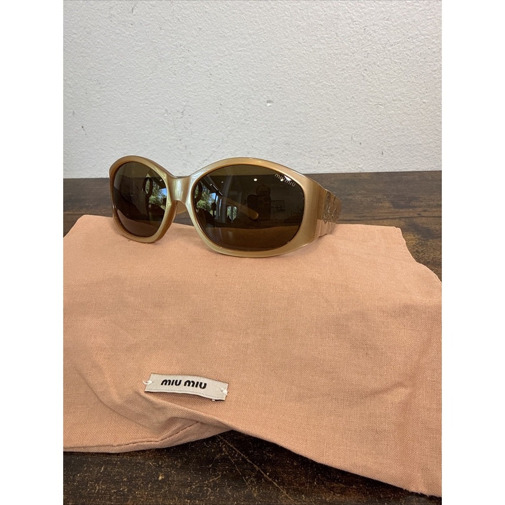 Miu Miu SMU01E 3BJ 3N1 Bronze Frame Brown Lenses Designer Sunglasses EUC